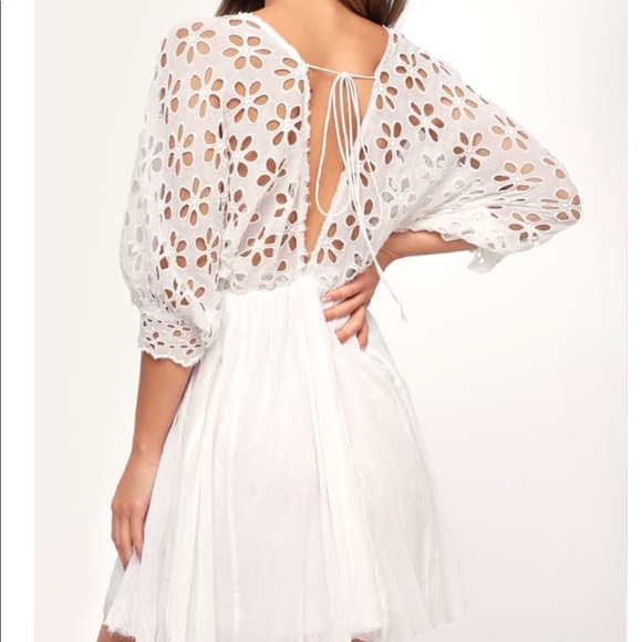 NWT! FreePeople BELLA NOTE WHITE EYELET MINI DRESS - Picture 5 of 8